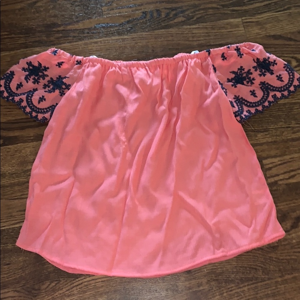 off the shoulder pink top